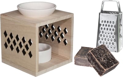 Ideas4seasons Amberblokjes/geurblokjes cadeauset - ylang ylang - inclusief geurbrander en mini rasp