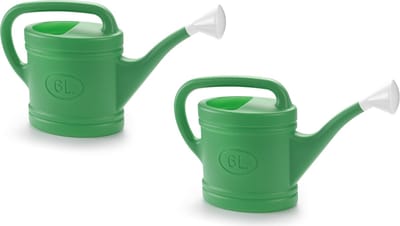 2x stuks groene tuin planten gieter met broeskop 6 liter - Planten water geven - Kunststof - 53 x 15 x 32 cm