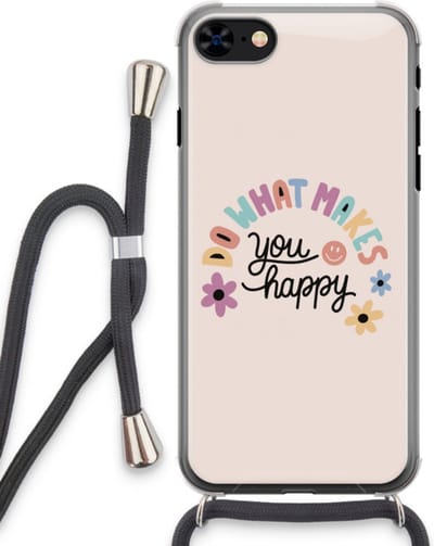 Case Company® - Hoesje met koord geschikt voor iPhone 7 hoesje met Koord - Happy days - Telefoonhoesje met Zwart Koord - Bescherming aan alle Kanten en Over de Schermrand