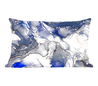 Sierkussens - Kussentjes Woonkamer - 60x40 cm - Marmer - Goud - Abstract - Blauw