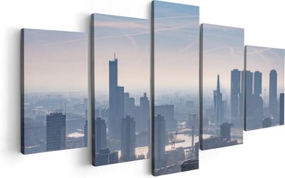 Artaza Canvas Schilderij Vijfluik Rotterdamse Skyline - 100x50 - Foto Op Canvas - Canvas Print