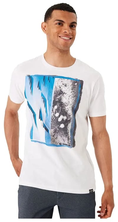 GARCIA Heren Chest print T-shirt Wit Short mouws - Maat XL