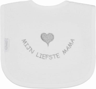 Funnies slabbetje Mijn Liefste Mama Wit/Zilver