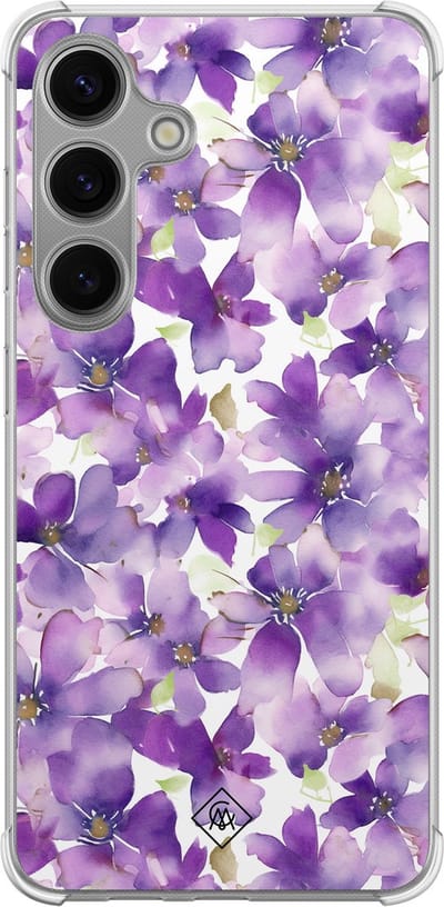 Casimoda® hoesje - Geschikt voor Samsung Galaxy S24 Plus - Floral Violet - Shockproof case - Extra sterk - TPU/polycarbonaat - Paars, Transparant