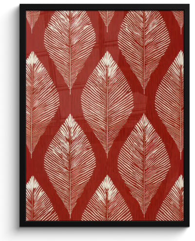 Poster in lijst - Fotolijst 50x70 cm - Posters - Bladeren - Rood - Elegant - Posterlijst zwart - Decoratie - Wanddecoratie woonkamer - Muurdecoratie slaapkamer