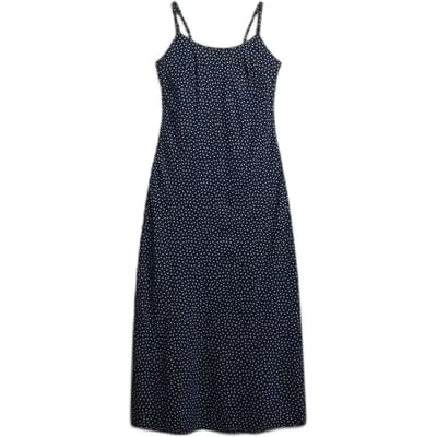 Superdry Printed Cami Maxi Lange Jurk Zonder Mouwen Blauw 2XS Vrouw