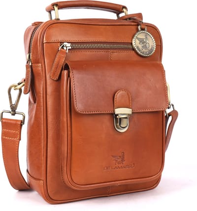 DE LAMASSU® (Zane) Leren Schoudertas & Crossbody – Echt Leer – Unisex – Met Tablet Vak tot 9,7 Inch – Luxe Geschenkverpakking