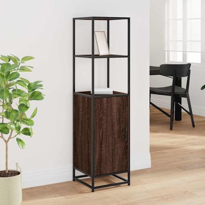 vidaXL - Hoge - kast - 35,5x35x139 - cm - bewerkt - hout - en - metaal - bruin - eiken