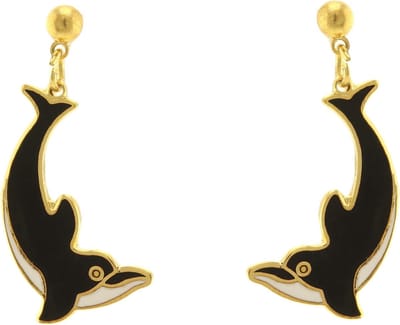 Behave - Oorbellen dolfijn zwart wit - speels trendy design