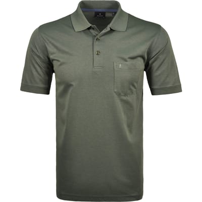 Ragman Softknit Poloshirt Breast Pocket Pima Cotton Mix Rietgroen / male