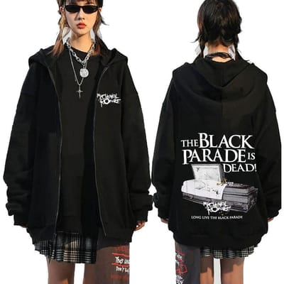 Chemical Romance Mcr Dode Rits Trui Zwart Parade Punk Emo Rock Rits Sweatshirt Mannen 3XL white