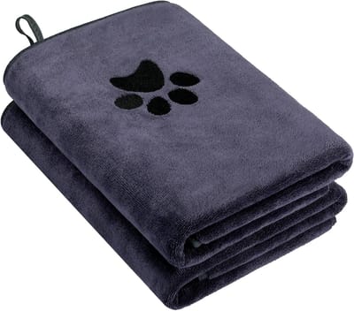 Hondenhanddoeken - Absorberend - Super absorberend - 400GSM - Gepersonaliseerd - Drooghanddoek - Microvezel - Zacht - Puppy - Lucky Paw - Huisdierhanddoek - Puppyhanddoek - Hondenbadhanddoek - Geschikt voor puppy's - 75 cm x 35 cm - Twee stuks.