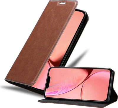 Cadorabo Hoesje geschikt voor Apple iPhone 13 MINI in CAPPUCCINO BRUIN - Beschermhoes met magnetische sluiting, standfunctie en kaartvakje Book Case Cover Etui