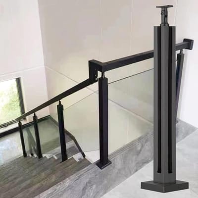 Glazen Balustrade - Glazen Hekwerk - Buiten Beveiligen - Vloermontage - 105 cm Hoog - Zwart