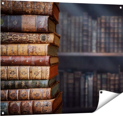 Gards Tuinposter Oude Historische Boeken - Retro - 100x80 cm - Tuindoek - Tuindecoratie - Wanddecoratie buiten - Tuinschilderij