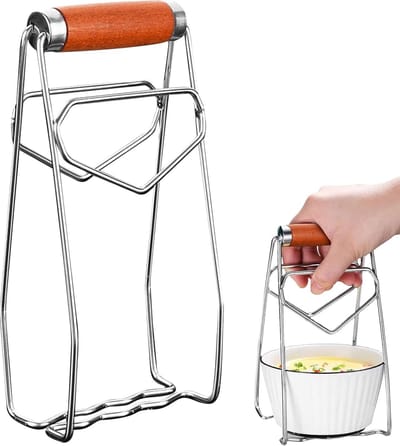 Roestvrijstalen hete bordgrijper en schaaltangk, anti-verbranding bordlifter voor airfryer, pannen en stoompotten, vaatwasmachinebestendig, eenhandig keukengereedschap