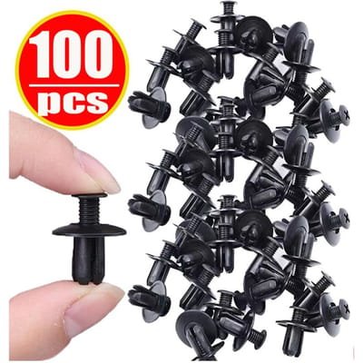 100 stks 8mm Plastic Klinknagels Bevestigingsmiddelen Schroef Auto Bumper Spatbord Zwarte Klinknagel Auto Fastener Clips voor Toyota Focus Kia Nissan Yamaha 100 Pcs