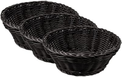 Cosy & Trendy Broodmand - 3x stuks - zwart - kunststof - rond - D20 x H8 cm - serveermand