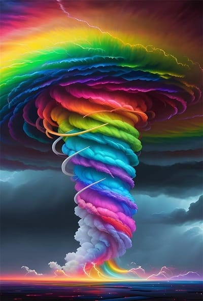 Puzzel Volwassenen - Kunst Puzzel - Ontspannen Tijdverdrijf - Hoge Resolutie Print - 500 Stukjes - Regenboog Tornado