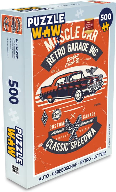 Puzzel Auto - Gereedschap - Retro - Letters - Legpuzzel - Puzzel 500 stukjes