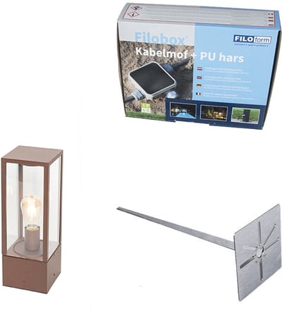 QAZQA charlois - Industriele Staande Buitenlamp | Staande Lamp voor buiten - 1 lichts - H 40 cm - Roestbruin - Industrieel - Buitenverlichting