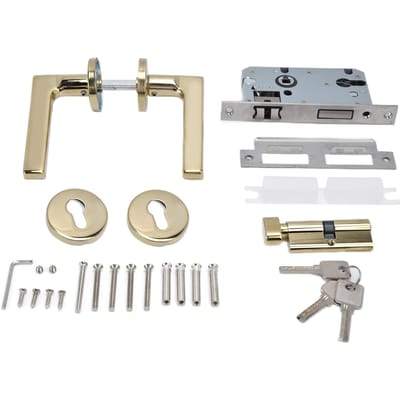 Serrure à levier de porte Dorée Simple Silencieuse Anti-collision Bouton mécanique pour porte de chambre beige