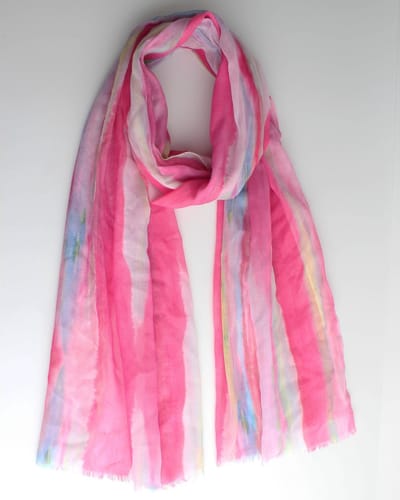 Franka scarf- Accessories Junkie Amsterdam- Sjaal dames- Rechthoek- Sjaal voor lente- Katoen- Omslagdoek- Cadeau- Gestreept- Roze