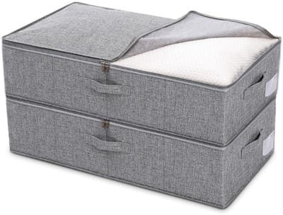 Dailygoods- Opbergdozen - 50L Opbergdoos met Deksel - 2 Stuks - Onderbed Opbergbox - 15 cm Hoog - Waterdicht en Vochtbestendig