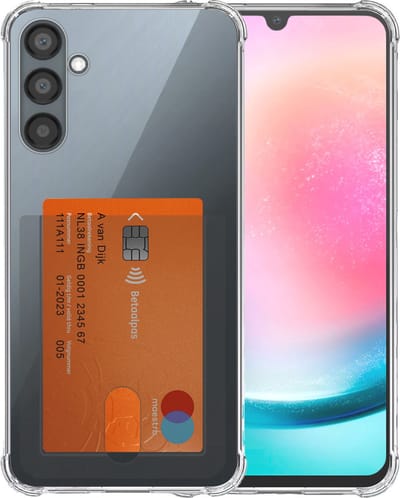 Smartphonica Telefoonhoesje Geschikt voor Samsung Galaxy A24 met Pasjeshouder Doorzichtig Siliconen - Transparant TPU Shockproof Backcover Case with Card Slot geschikt voor Samsung Galaxy A24 4G
