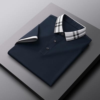 Été Nouveau T-shirt à Manches Courtes pour Homme Jeune et d'Âge Moyen Mode Décontractée Colorblock Polo à Revers Vêtements pour Homme XL black