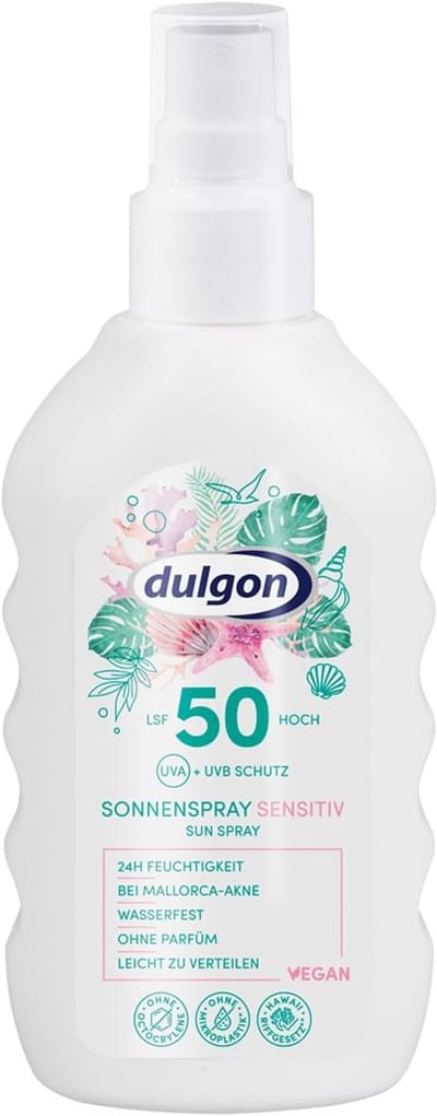 Dulgon - Sensitive Zonnecrème - Zonnespray - SPF 50+ – Extra Bescherming voor de Gevoelige Huid - VEGAN - Watervast