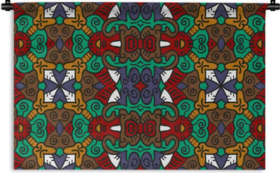 Wandkleed - Wanddoek - Afrika - Patronen - Abstract - Groen - 90x60 cm - Wandtapijt