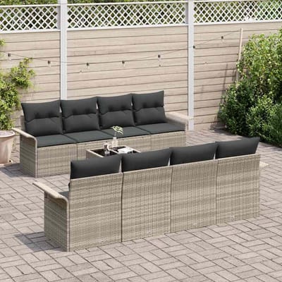 vidaXL Tuinbank Set 9 pcs Lichtgrijs en Donkergrijs 55 x 55 x 37 cm