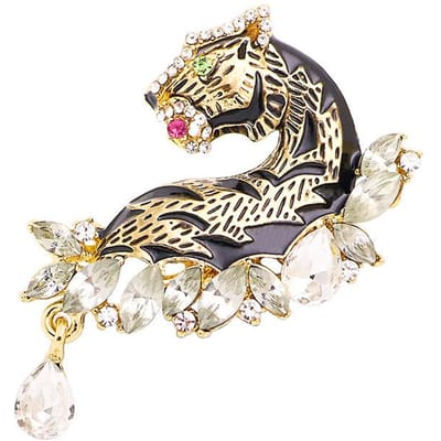 Strass Tijger Broches Vrouwen Mannen Feest Casual Broche Spelden Cadeaus gray