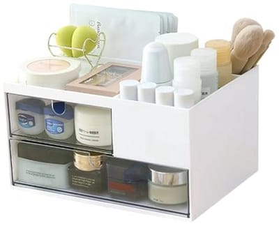 Make-up organizer met 2 laden en 4 compartimenten - Cosmetica opbergdoos voor nagellak, lippenstift, borstels en sieraden