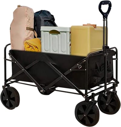 Opvouwbare Tuinkar - Draagbare Kar - Spullen Vervoeren - Zware Belasting - 92cm x 53cm x 96cm - Zwart