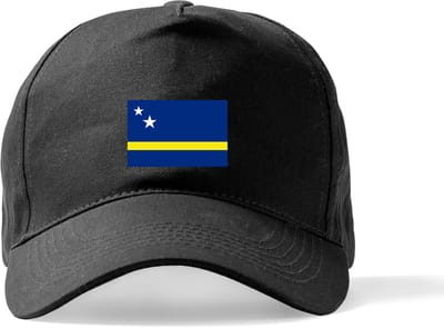 Zwarte Pet Beechfield met Wereldvlaggen, land Curacao klittenbandsluiting