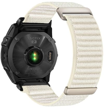By Qubix - Geschikt voor Garmin bandje - 26mm Quickfit - Nylon Sport Loop bandje - Sterrenlicht - Geschikt voor Garmin Quatix 8 - 51mm