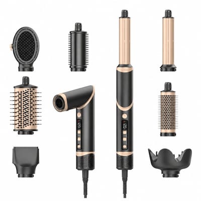 8-in-1 snelle haardroger - 220 V - koude en warme lucht met temperatuurregeling - inklapbare föhnborstel voor styling - geschikt voor geschenkverpakking