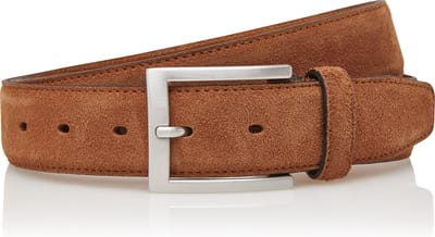 Suede Pantalon Riem Cognac - Heren riem - Jeans & Pantalon riem - Cognac suède riem - Riemmaat 85 cm - Totale lengte 100 cm