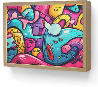 Wandlamp 40x30 cm - Oplaadbaar - Abstract - Neon - Design - Kleurrijk - Graffiti - Wandlampen binnen woonkamer - Slaapkamer lamp - Decoratieve nachtlamp - Vloerlamp draadloos