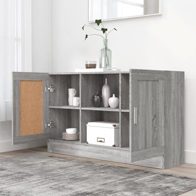 vidaXL - Dressoir - 120x30,5x70 - cm - bewerkt - hout - grijs - sonoma - eikenkleurig