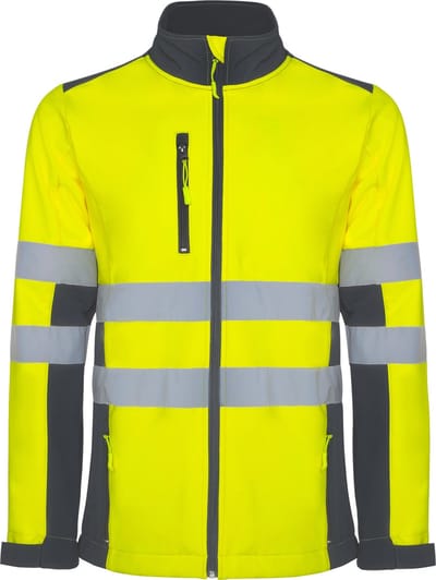Technisch hoog zichtbaar / High VisabilitySoftshell Jack shirt met lange mouwen Geel / Lood Grijs model Antares maat L