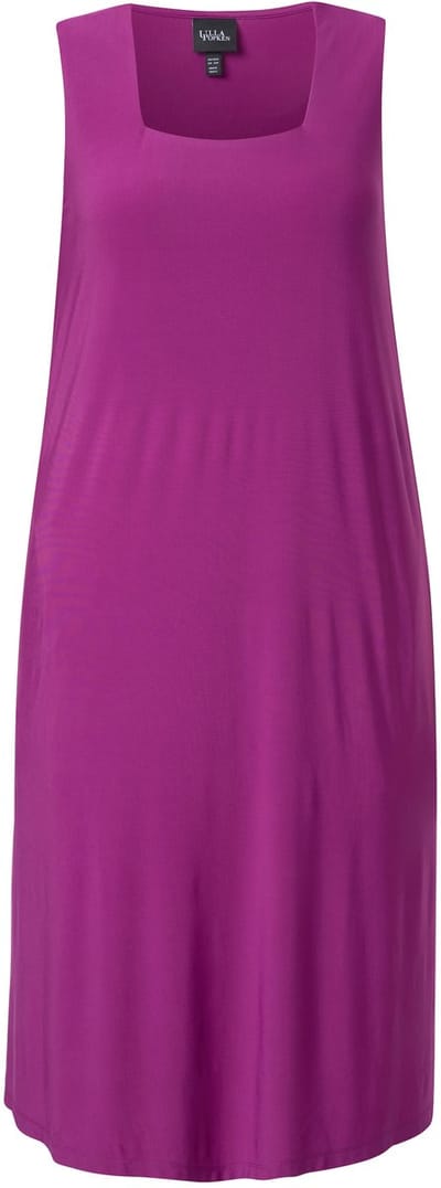 Ulla Popken - Dames - Jersey jurk A-lijn carré-halslijn 3/4-mouwen - Orchidee - Maat 42+
