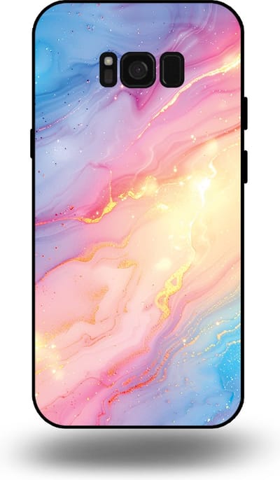 Smartphonica Telefoonhoesje Geschikt voor Samsung Galaxy S8 met Regenboog Glitter Marmer Opdruk - TPU Backcover Case Rainbow Glitter Marble Design geschikt voor Samsung Galaxy S8
