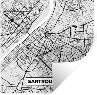 Muurstickers - Sticker Folie - Plattegrond - Kaart - Stadskaart - Frankrijk - Sartrouville - 100x100 cm - Plakfolie - Muurstickers Kinderkamer - Zelfklevend Behang XXL - Zelfklevend behangpapier - Stickerfolie