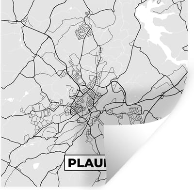 Muurstickers - Sticker Folie - Kaart - Stadskaart - Duitsland - Plauen - Plattegrond - 100x100 cm - Plakfolie - Muurstickers Kinderkamer - Zelfklevend Behang XXL - Zelfklevend behangpapier - Stickerfolie