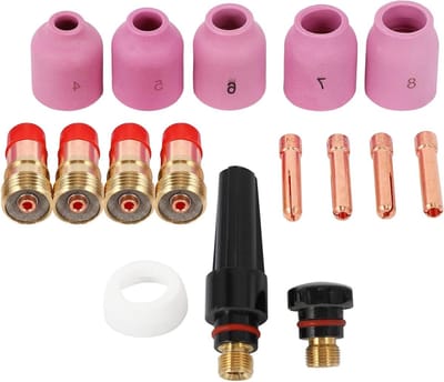 Las Accessoires Kit - TIG Onderdelen - Metaal Bewerken - Universele Pasvorm - 16 Stuks - Rood Zwart