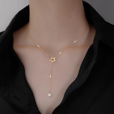 925 Sterling Zilver Mode Sterren Ketting Voor Vrouwen Hol Ontwerp Elegante Sleutelbeenketting Ketting Sieraden Creatieve Cadeaus gray