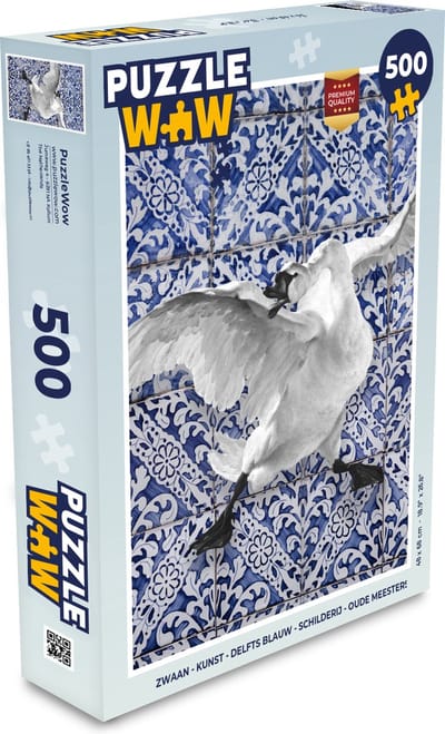 Puzzel Zwaan - Kunst - Delfts blauw - Schilderij - Oude meesters - Legpuzzel - Puzzel 500 stukjes